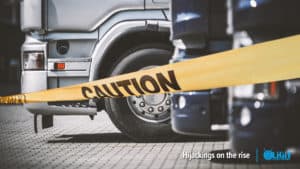 Trucks Parked in an Hijacking Scene with Caution Tape